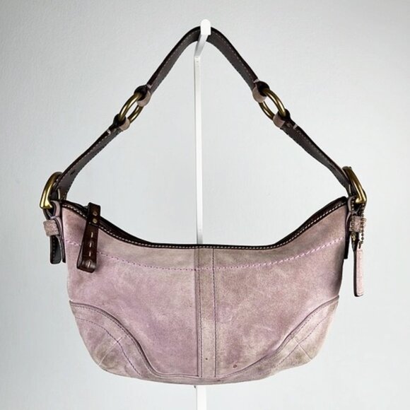Coach Handbags - Coach Y2K Suede Pastel Lavender Pink Mini Small Hobo Shoulder Bag 9658